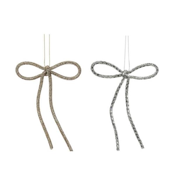 Silver Or Champagne Jewelled Bow - 15cm