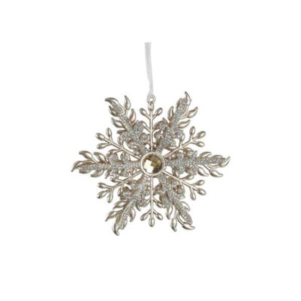 Platinum Snowflake Hanging Tree Decor - 13cm