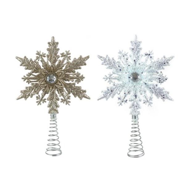 Champagne Or White Snowflake Tree Topper - 15cm