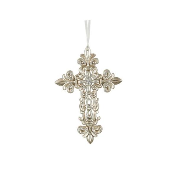 Platinum Hanging Crucifix - 16cm