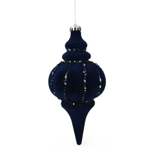 Navy With Sequins Flocked Finial
