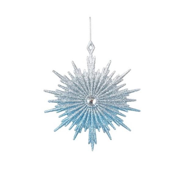 Cerulian Blue Glitter Starburst Tree Decor - 13.5cm
