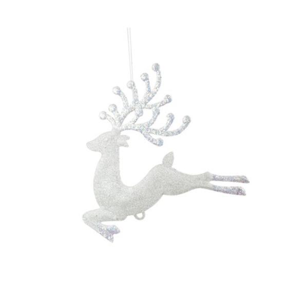 White Glitter Hanging Reindeer - 30cm