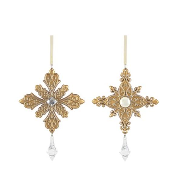 Gold Filigree Cross With Drop - 15cm