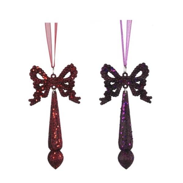 Cherry Red Or Cabernet Acrylic Bow With Drop - 16cm
