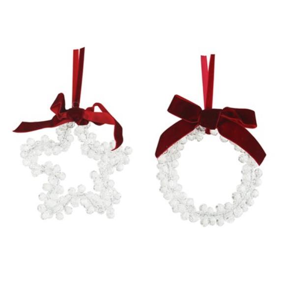 Jewelled Wreath Or Star Decoration - 10cm