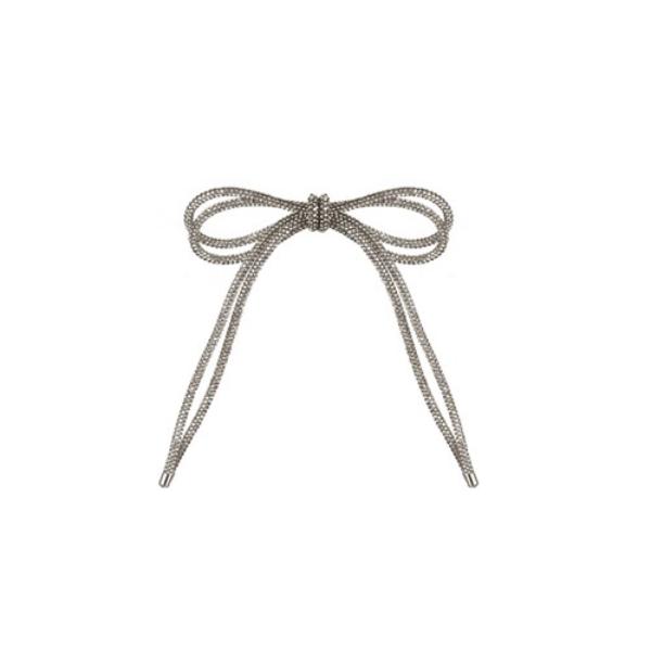 Silver Diamante Double Bow - 18cm