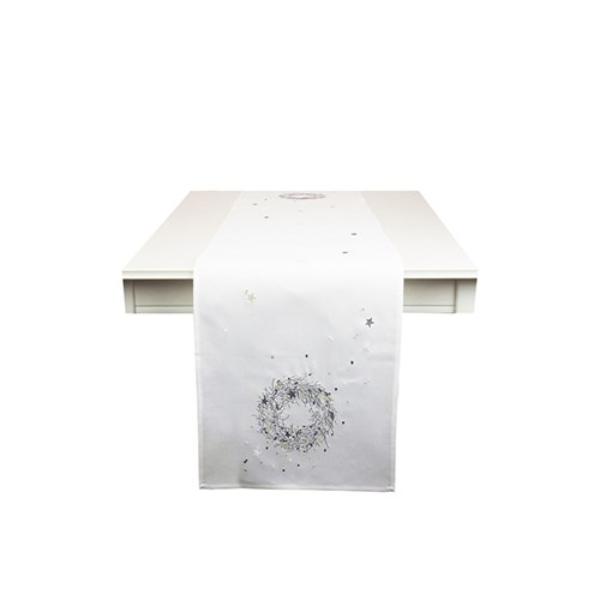 Embroidered Wreath Table Runner - 173cm