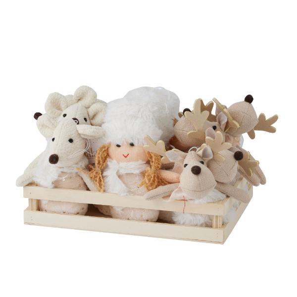 Neutral Fabric Christmas Animals - 13cm