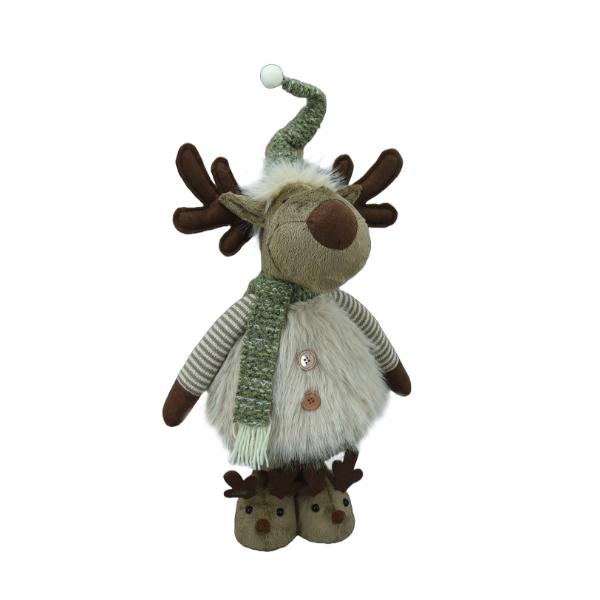 Brown & Green Stubby Deer With Scarf - 63cm