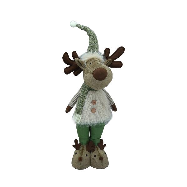 Brown & Green Standing Deer With Scarf - 79cm