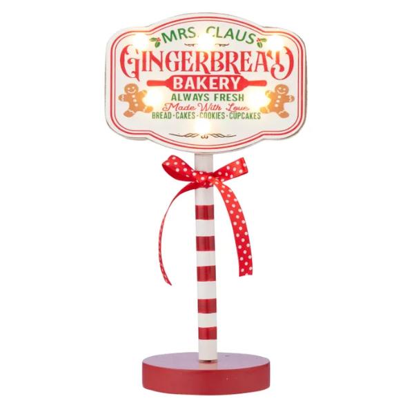 Christmas Led Wood Bakery Sign - 10cm x 24cm