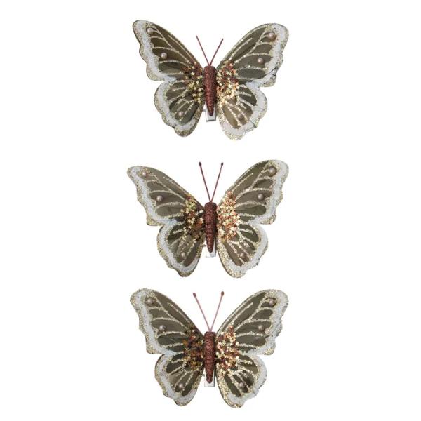 S/3 Butterfly Clip 12x8cm Green