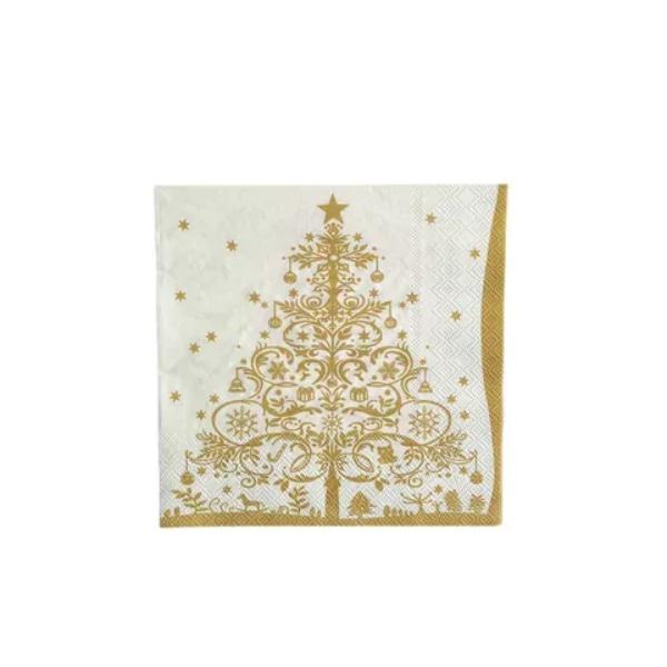 20 Pack Gold Tree With Stars 3Ply Napkin - 33cm