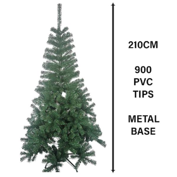 Deluxe Green Metal Base Christmas Tree - 210cm