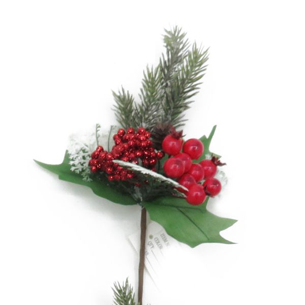 Christmas Berry Pick & Pine Leaves - 23cm