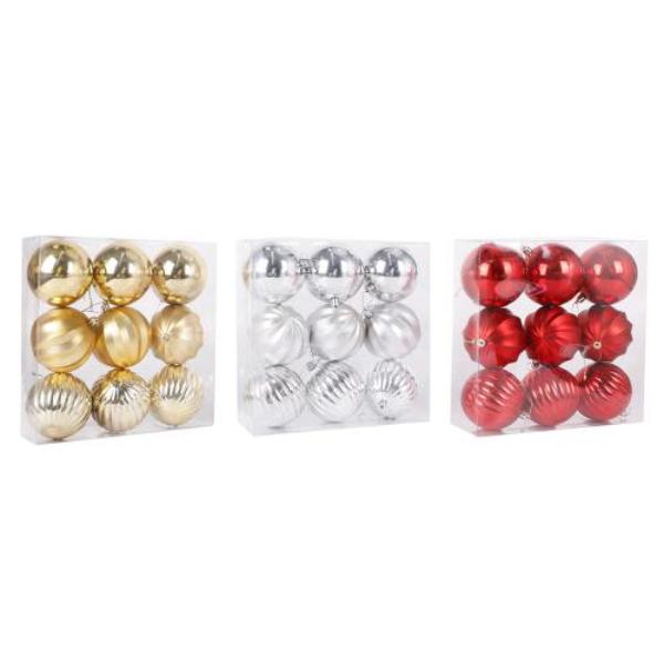 9 Pack Coord Trad Bauble - 8cm