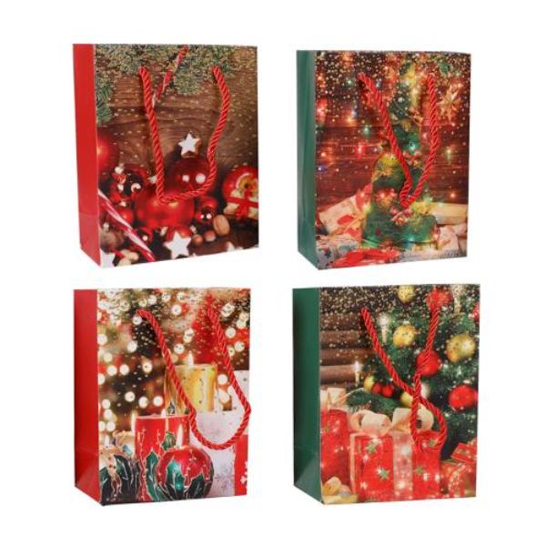 Medium Red Christmas Gift Bag - 18cm x 23cm x 10cm