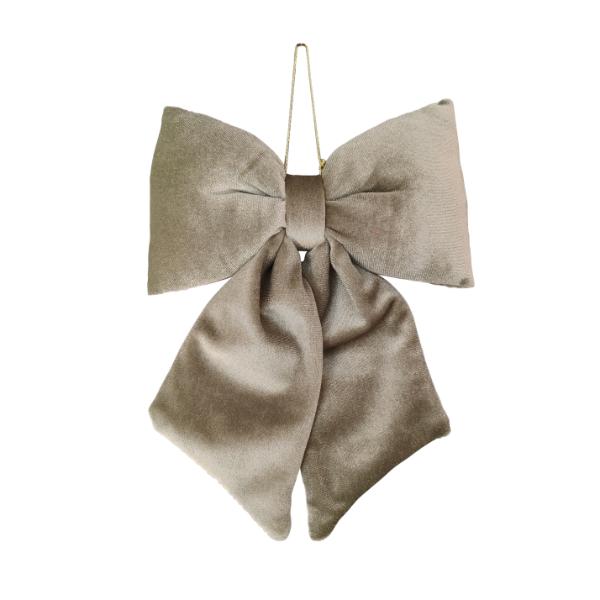 Sage Velvet Bow Tie Decoration - 24cm