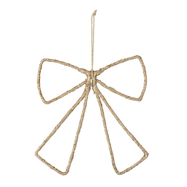 Gold Glitter Bow Ornament - 19cm