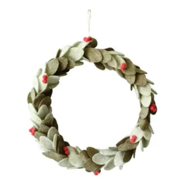 Felt Yule Leaf Wreath - 30cm