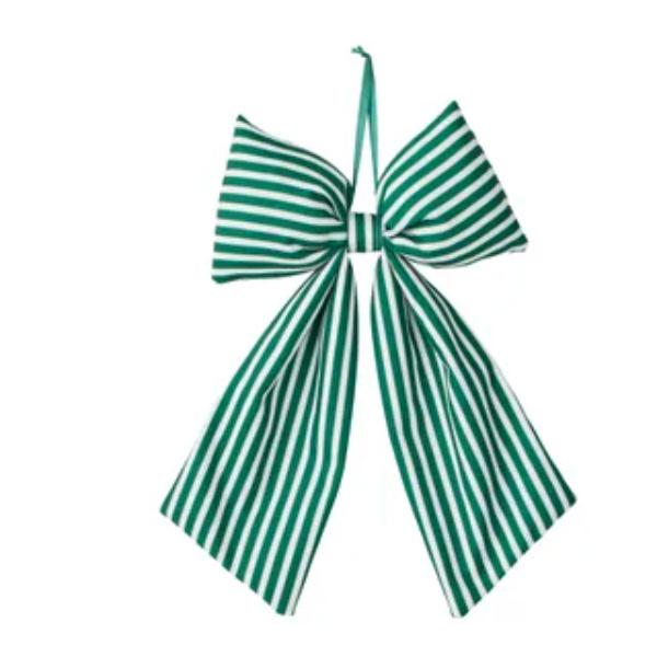 Green Classic Pinstripe Bow - 30cm