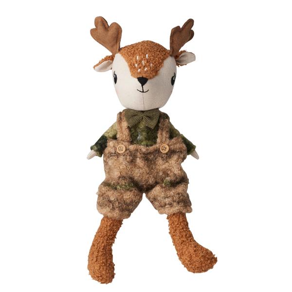 Sitting Fabric Deer In Overalls - 36cm