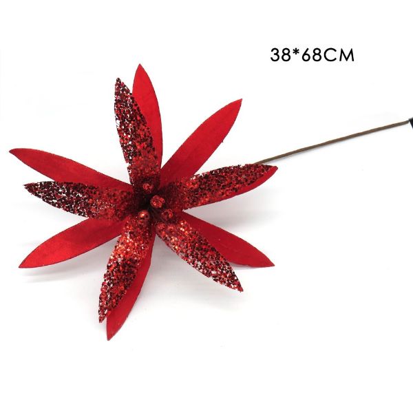 Christmas Red Slim Petals Flower - 38cm x 68cm