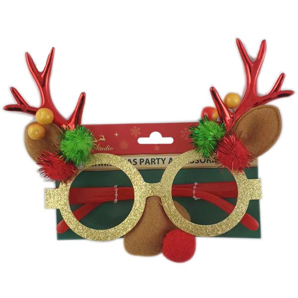 Christmas Eyeglasses With Antlers & Reindeer Nose