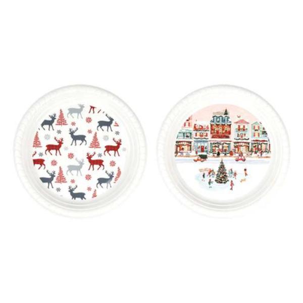 Assorted Xmas Printed Round Platter - 36.5cm