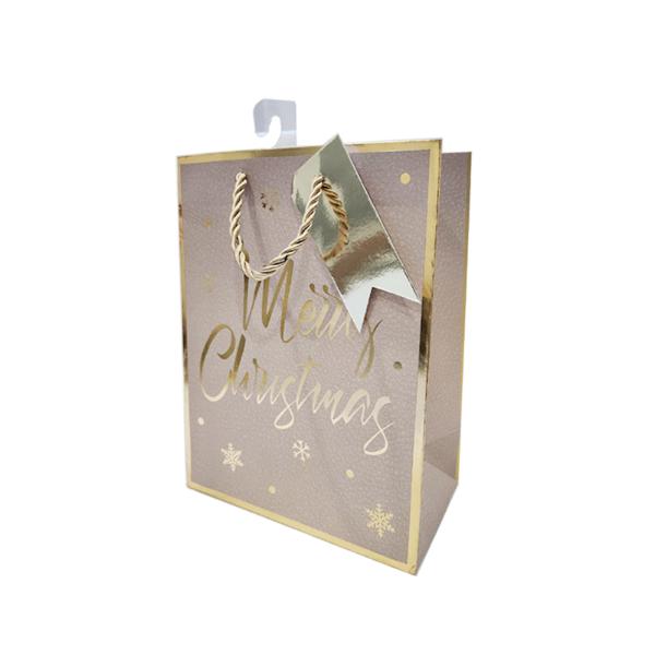 Gold Merry Christmas Gift Bag - 23cm x 18cm x 10cm