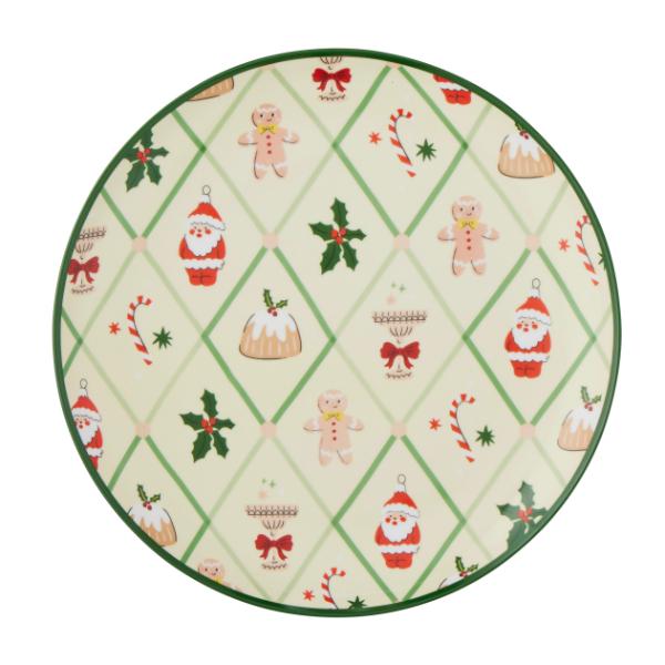 Ceramic Festive Motifs Platter - 33cm
