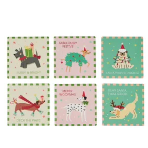 Assorted Holiday Dog Ceramic Coaster - 10cm
