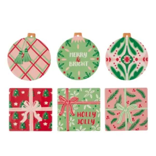Assorted Holly Jolly Ceramic Coaster - 10cm