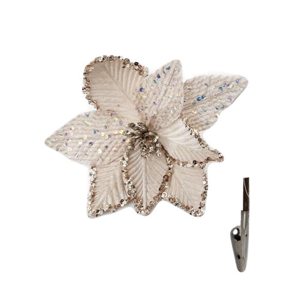 Champagne Sequin Flower Clip - 24cm