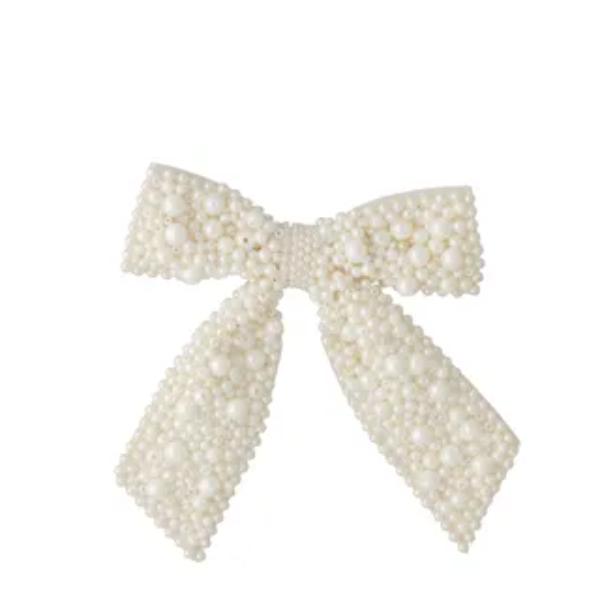 White Pearl Ribbon Bow - 18cm