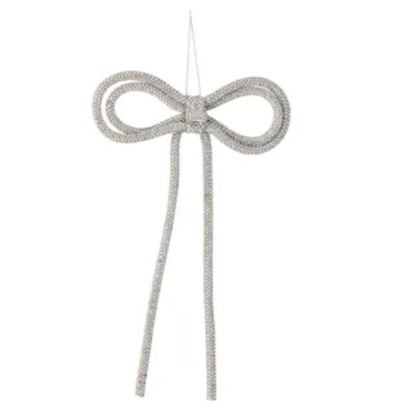 Silver Crystal Adorned Bow - 19cm