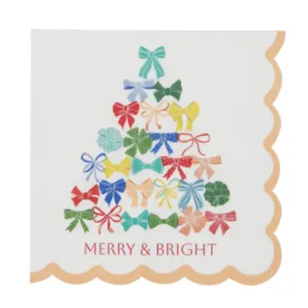 20 Pack Bow Tree Napkins - 33cm