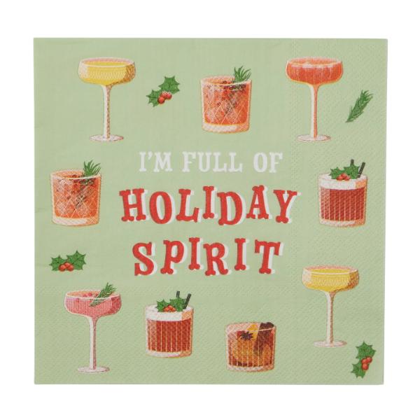 20 Pack Holiday Spirit Napkins - 33cm