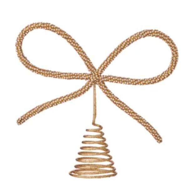 Gold Lametta Bow Tree Topper - 22cm
