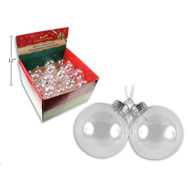 2 Pack Christmas Clear Plastic Paint Your Own Ornament - 6cm