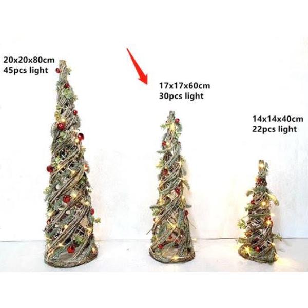 Pine Needle Bell & Lights Cone - 60cm