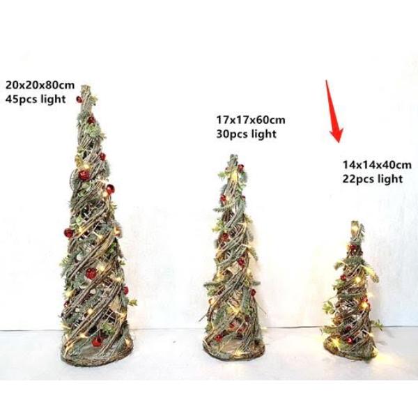 Pine Needle Bell & Lights Cone - 40cm