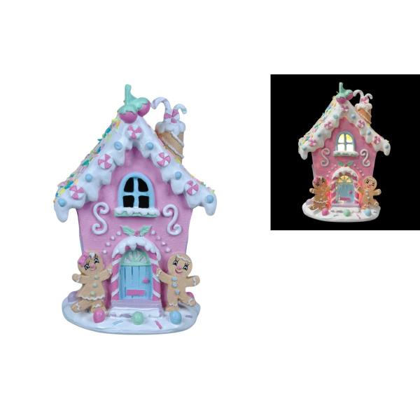 Candy Cane Cottage With Sprinkles - 20cm