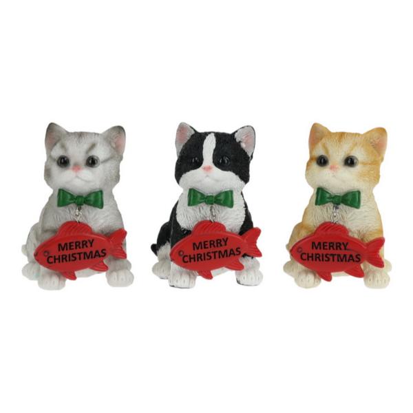 Christmas Cat With Sign - 8.5cm