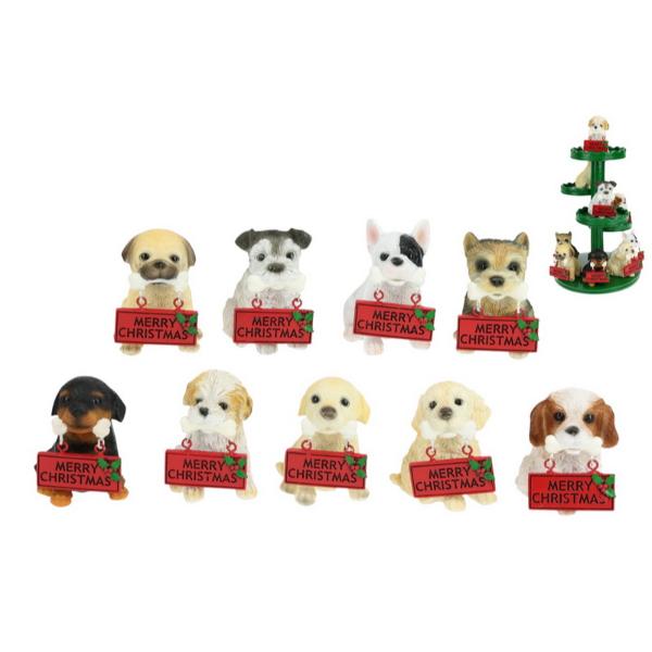 Christmas Dog With Sign - 8.5cm