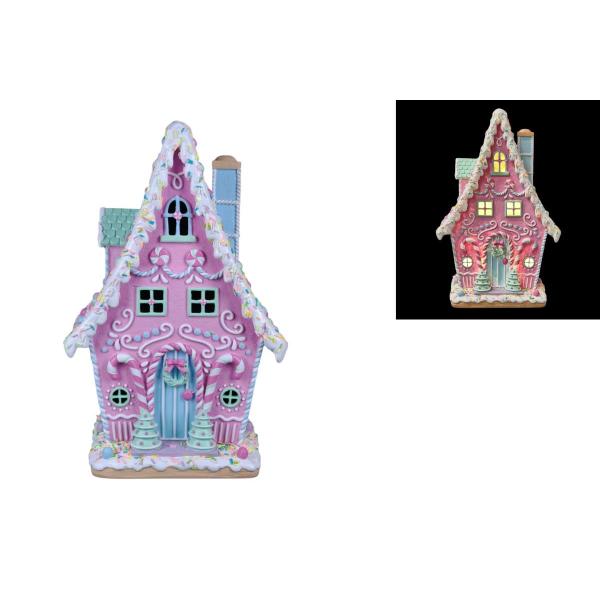 Large Light Up Candy Cane Cottage - 40.5cm