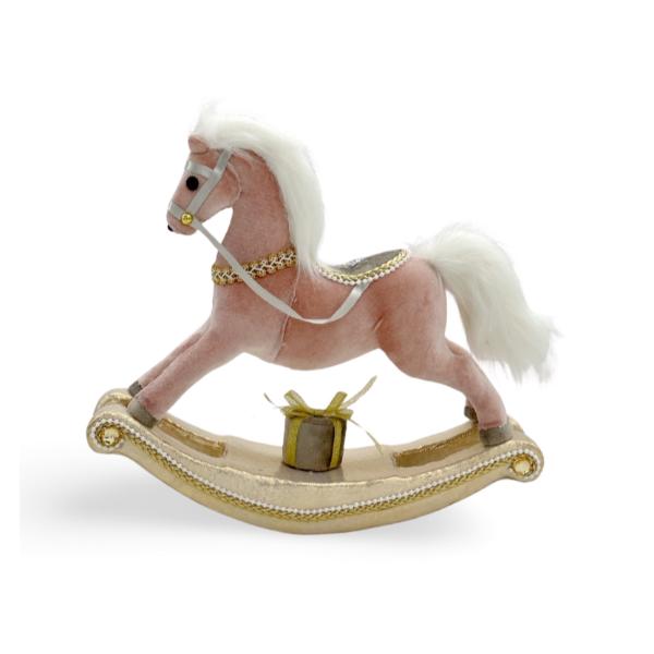 Christmas Rosies Rocking Horse - 29cm x 18cm x 25cm