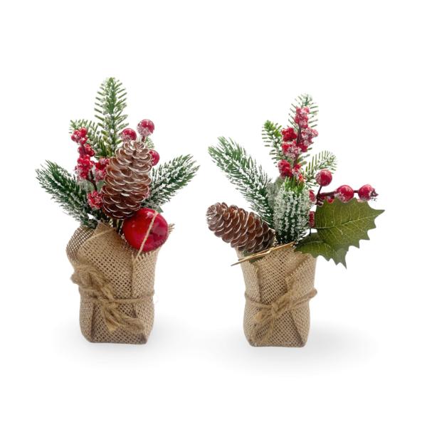 Christmas Berry Pine Burlap Wrap - 22cm