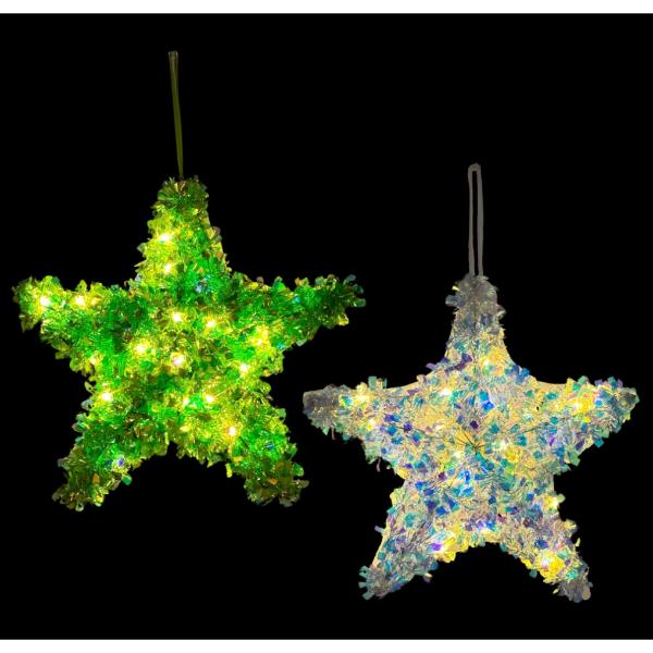 Led Light Up Tinsel Star - 50cm